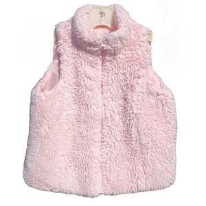 Girl's Faux Fur Plush Sherpa Vest with Zip Front